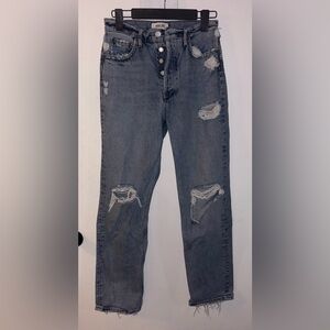 Agolde 90s Women's Distressed Blue Straight Jeans